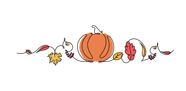 pumpkin with leaves vector illustration isolated on white background. - garden decoration stock illustrations