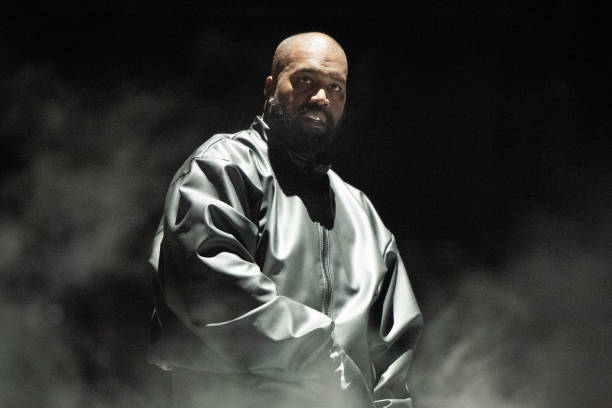 Rapper Kanye West performs onstage during the "Vultures 1" playback concert during Rolling Loud 2024 at Hollywood Park Grounds on March 14, 2024 in...