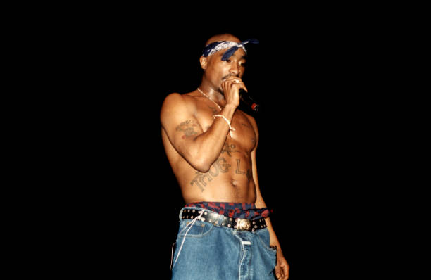 Rapper Tupac Shakur performs at the Regal Theater in Chicago, Illinois in March 1994.