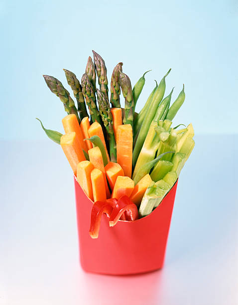 raw vegetables in fast food container - junk food stock pictures, royalty-free photos & images