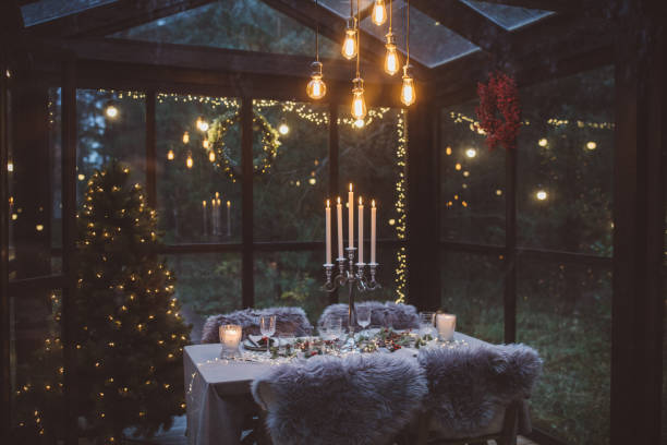 ready for christmas dinner - home decoration stock pictures, royalty-free photos & images