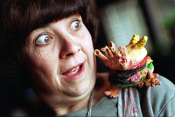 Rebecca West looks shocked as she looks at one of her creations "The Barfnoid" a expolded mutant junkfood. West is a toy inventor who is having a...
