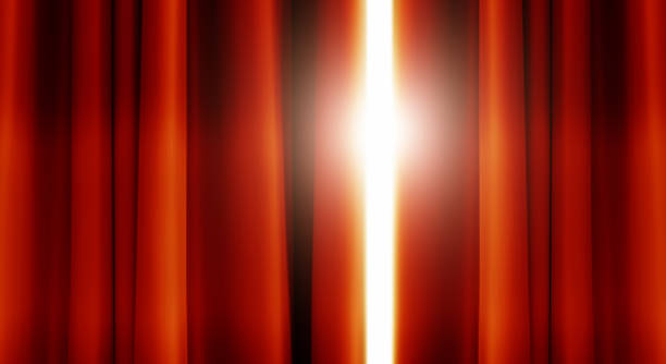 red stage curtains with light shining through - concert stock pictures, royalty-free photos & images