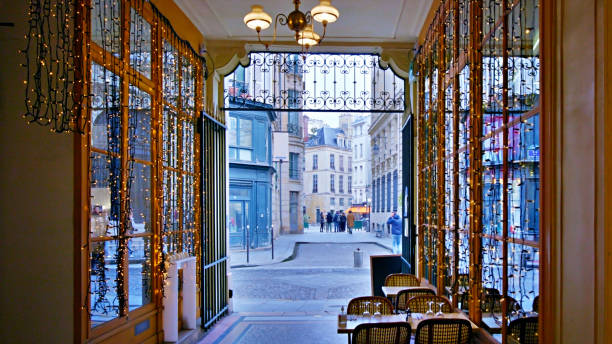restaurant and street in paris. - fashion stock pictures, royalty-free photos & images