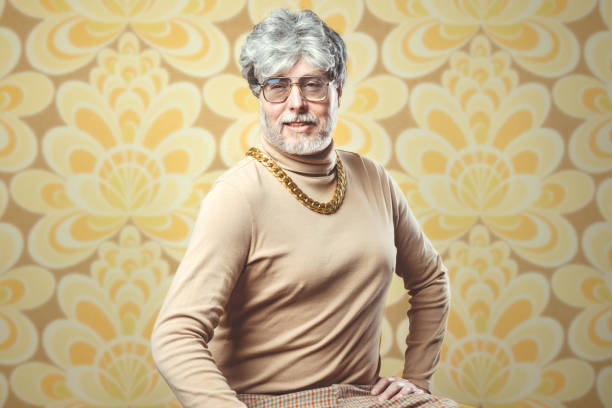 retro seventies style salesman - hairstyle stock pictures, royalty-free photos & images