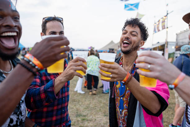 reunited at a music festival - concert stock pictures, royalty-free photos & images