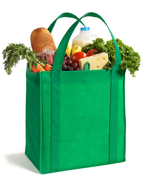reusable eco friendly grocery bag - food stock pictures, royalty-free photos & images