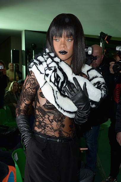Rihanna attends the Jean Paul Gaultier show as part of the Paris Fashion Week Womenswear Fall/Winter 2014-2015 on March 1, 2014 in Paris, France.