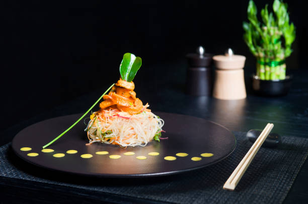 rise noodle with calamari - food stock pictures, royalty-free photos & images