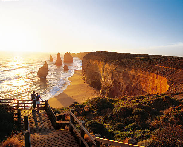 romantic sunset over the sea. - travel stock pictures, royalty-free photos & images