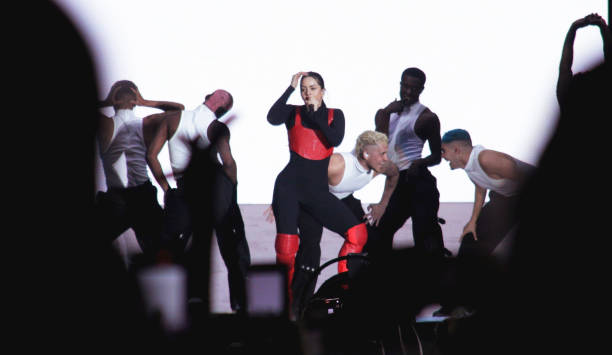 Rosalia Vila performs during a massive concert at Zocalo on April 28, 2023 in Mexico City, Mexico.