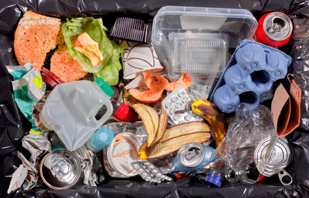 rubbish in bin unsorted - food stock pictures, royalty-free photos & images