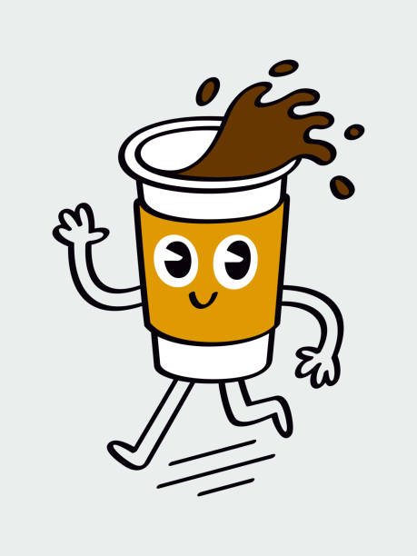 running coffee cup - junk food stock illustrations