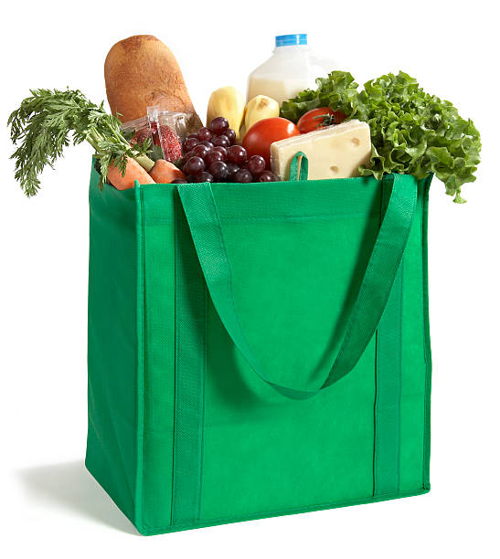 sac de courses réutilisable écologique - food photos et images de collection