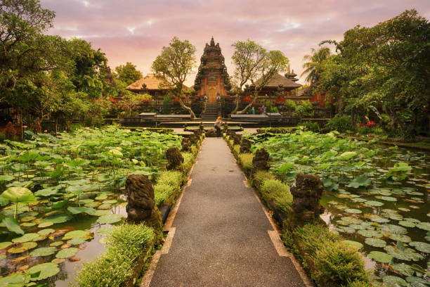 saraswati temple, ubud, bali - garden decoration stock pictures, royalty-free photos & images