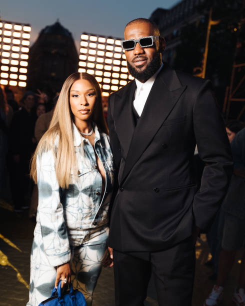Savannah James and LeBron James attend the the Louis Vuitton Menswear Spring/Summer 2024 show as part of Paris Fashion Week on June 20, 2023 in...