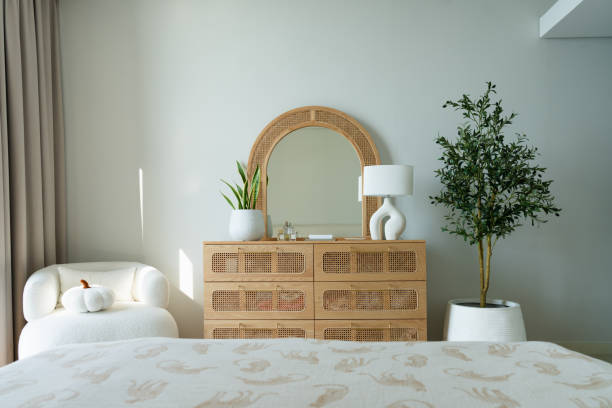 scandinavian bedroom interior - home decoration stock pictures, royalty-free photos & images