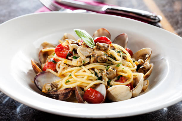 seafood and pasta,sicily,spaghetti - food stock pictures, royalty-free photos & images