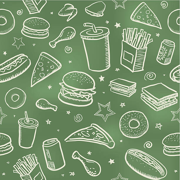 seamless fast food background - junk food stock illustrations