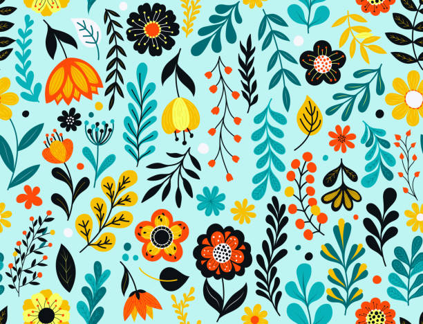 seamless floral pattern - garden decoration stock illustrations