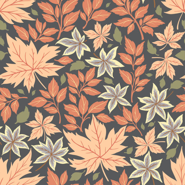 seamless floral pattern. autumn leaves. - garden decoration stock illustrations
