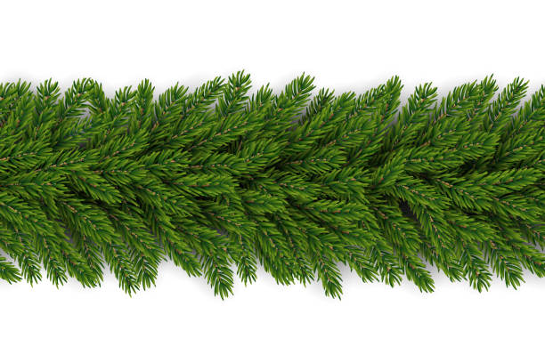 seamless vector christmas garland decoration - home decoration stock illustrations