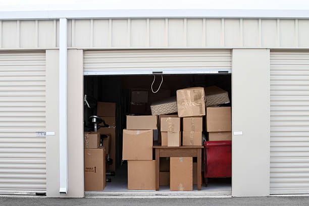 self storage warehouse building with an open unit. - home decoration stock pictures, royalty-free photos & images