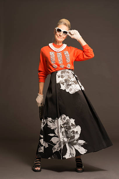 senior woman with sunglasses and stylish clothes - fashion stock pictures, royalty-free photos & images