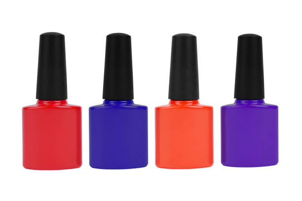 set of colourful nail gel polish isolated on white background - nails art stock pictures, royalty-free photos & images