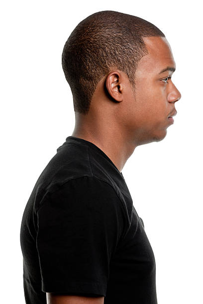 side view profile portrait of serious young man - hairstyle stock pictures, royalty-free photos & images