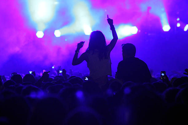 silhouette of girl - concert stock pictures, royalty-free photos & images