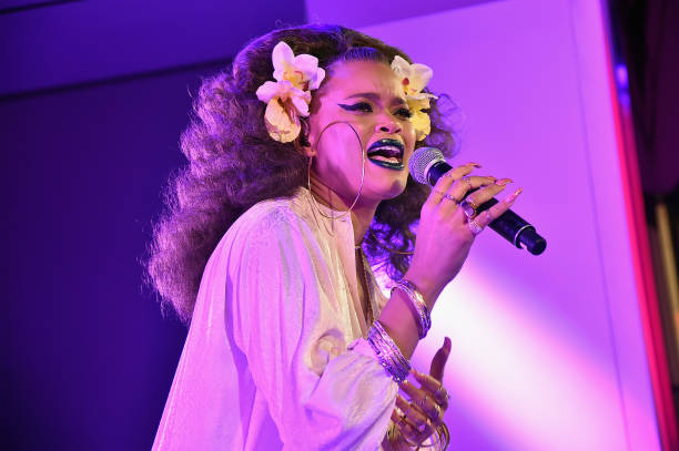 Singer Andra Day performs onstage during Global Citizen & Cadillac In Concert - The Accelerator Series: Andra Day at Cadillac House on September 19,...
