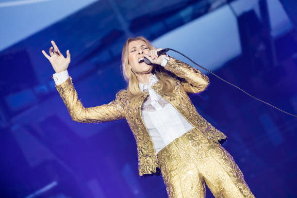 Singer Celine Dion performs on the stage in concert at Cotai Strip Cotai Arena on June 29, 2018 in Macau, China.