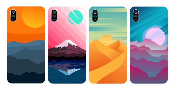 smartphone cover, stylish colored case - fashion stock illustrations