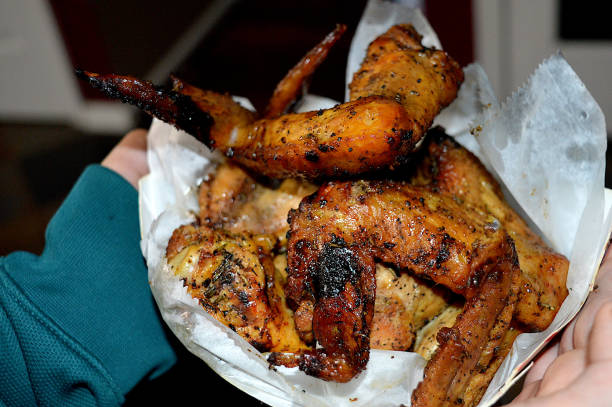smoked chicken wings - junk food stock pictures, royalty-free photos & images