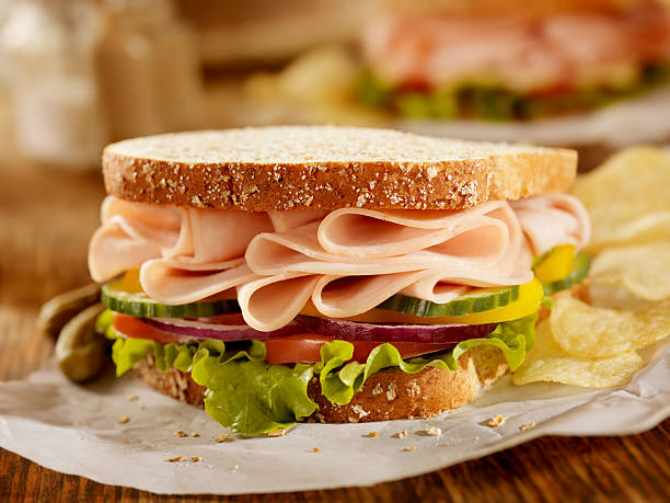 smoked turkey sandwich - junk food stock pictures, royalty-free photos & images