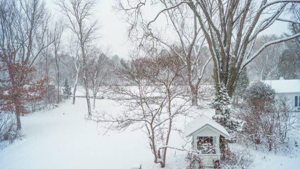 snowy landscape - garden decoration stock pictures, royalty-free photos & images