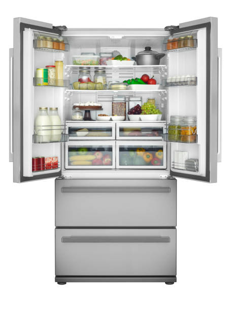 solid open refrigerator - food stock pictures, royalty-free photos & images