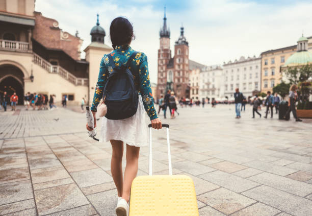 solo traveler in krakow - travel stock pictures, royalty-free photos & images
