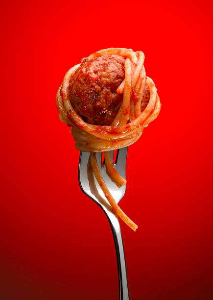 spaghetti and meatball on fork - food stock pictures, royalty-free photos & images