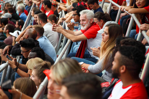spectators on a stadium - concert stock pictures, royalty-free photos & images