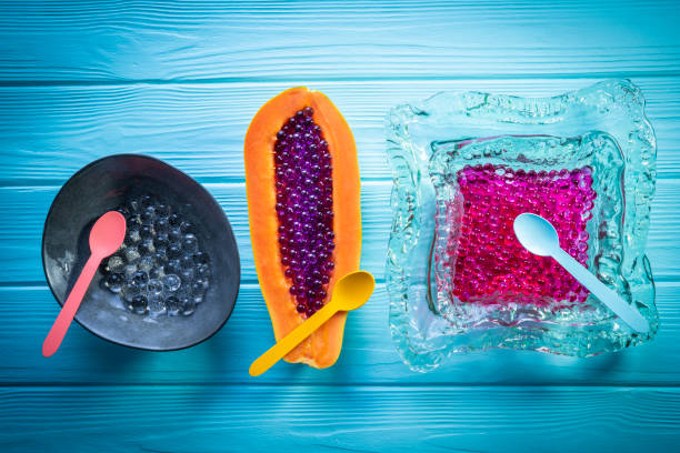 spherification molecular gastronomy concept - food stock pictures, royalty-free photos & images