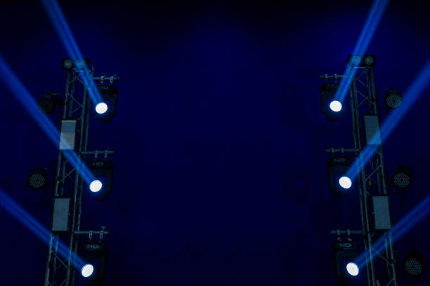 spot lights flares of concert stage - concert stock pictures, royalty-free photos & images