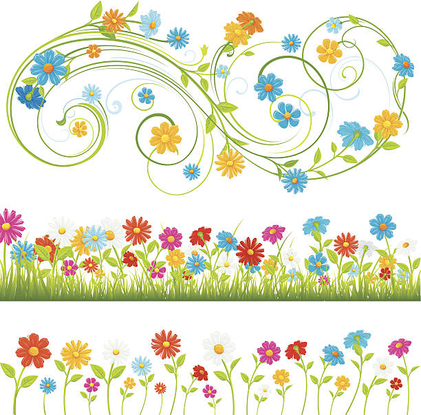 spring flowers - garden decoration stock illustrations