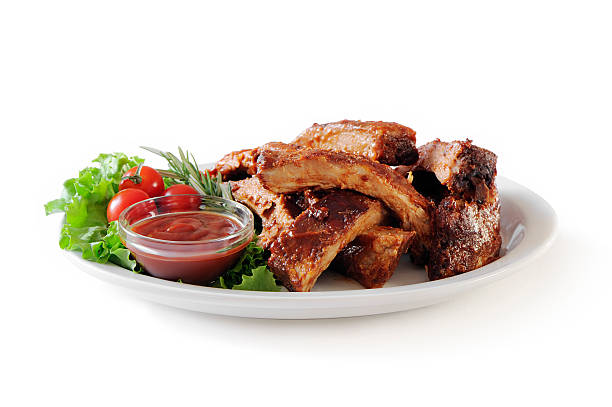 stack of pork ribs - food stock pictures, royalty-free photos & images