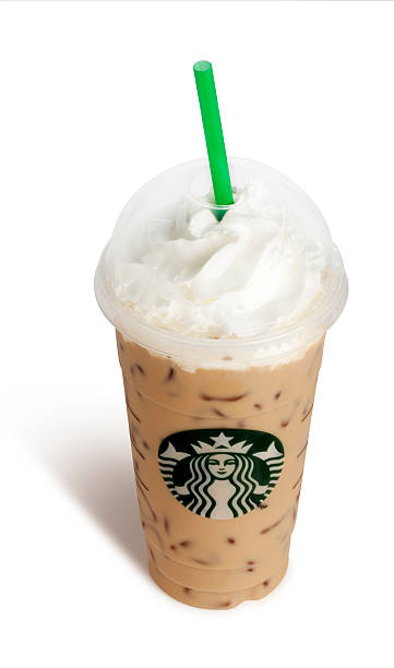 starbucks venti vanilla frappucino on white - junk food stock pictures, royalty-free photos & images