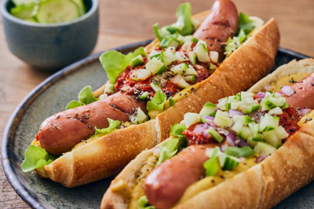 street food hot dog brunch - junk food stock pictures, royalty-free photos & images
