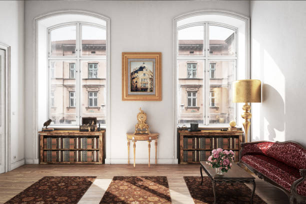 stylish and classic living room - home decoration stock pictures, royalty-free photos & images