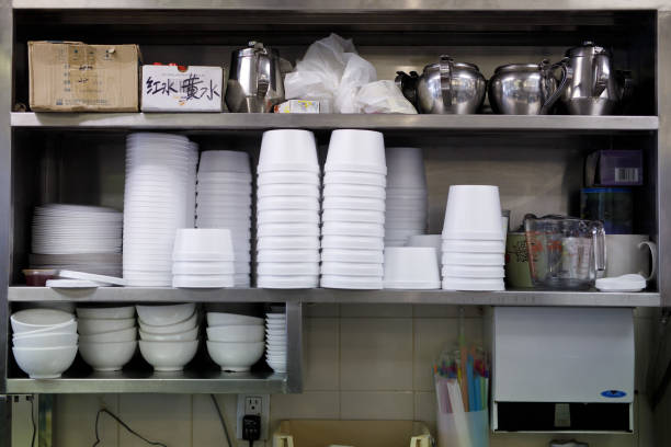 Styrofoam take-out containers sit stacked at a store in Toronto, Ontario, Canada, on Wednesday, June 12, 2019. Justin Trudeau's government announced...
