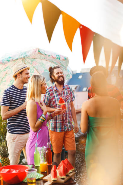 summer and its party colors - garden decoration stock pictures, royalty-free photos & images